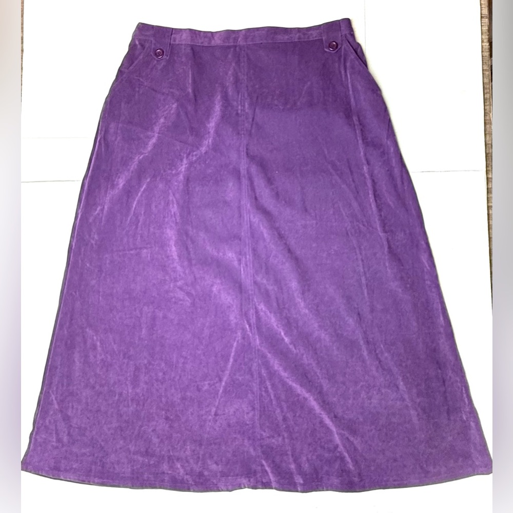 Vintage Chadwicks Womens 18W 18 Purple Suede Polyester Blend Velvet Maxi Skirt